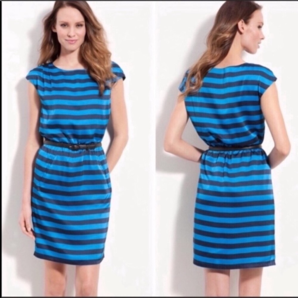 Vince Camuto blue striped pocket dress 2